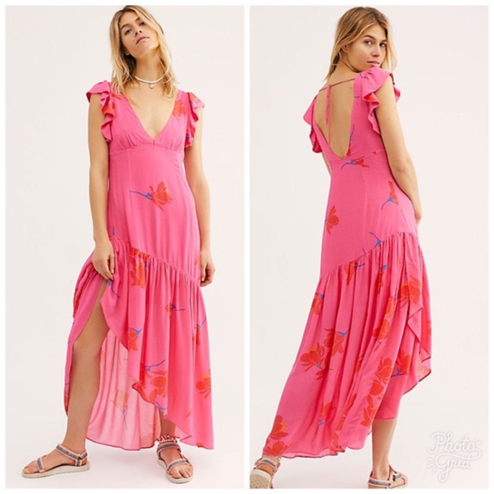 Free People Hibiscus pink dress